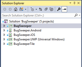 The BugSweeper solution as downloaded