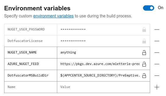 appcenter vars