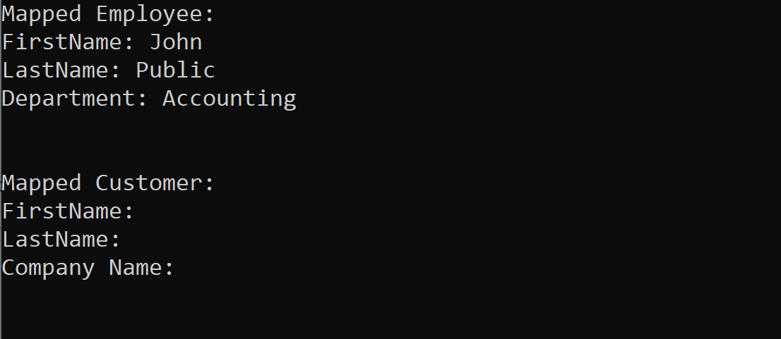 Protecting C# Applications That Use Automapper 3 empty customer output 1